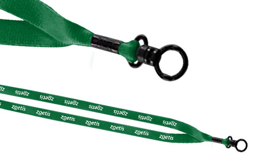 1/2 inch grass green lanyards with metal crimp and plastic fastener. woven polyester.
