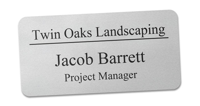 Style K name tag, 1.5x3 inches, 3 lines of text