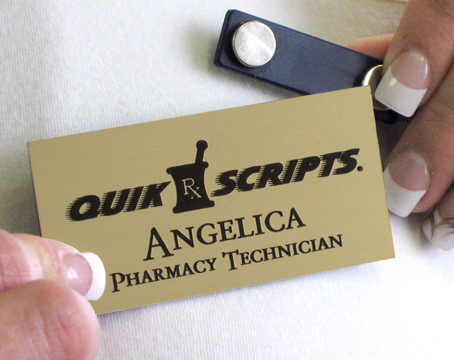 Using a deluxe magnetic fastener on a name tag.
