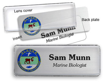 Mighty badges are reusable name tags that are available with and without a logo